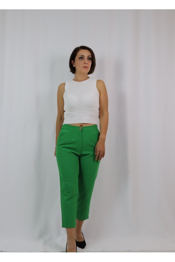 Yüksel Bel Yeşil Pantolon